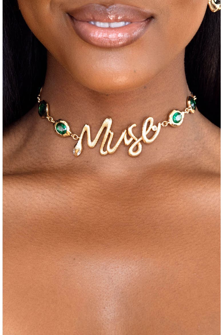 Muse Choker Necklace, Alternate, color, GREEN