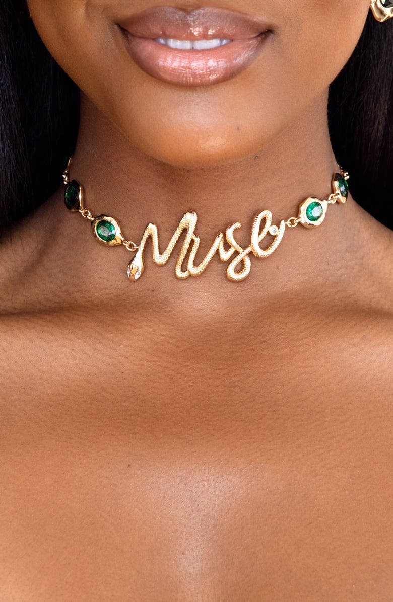 Ettika Muse Choker Necklace, Alternate, color, Green