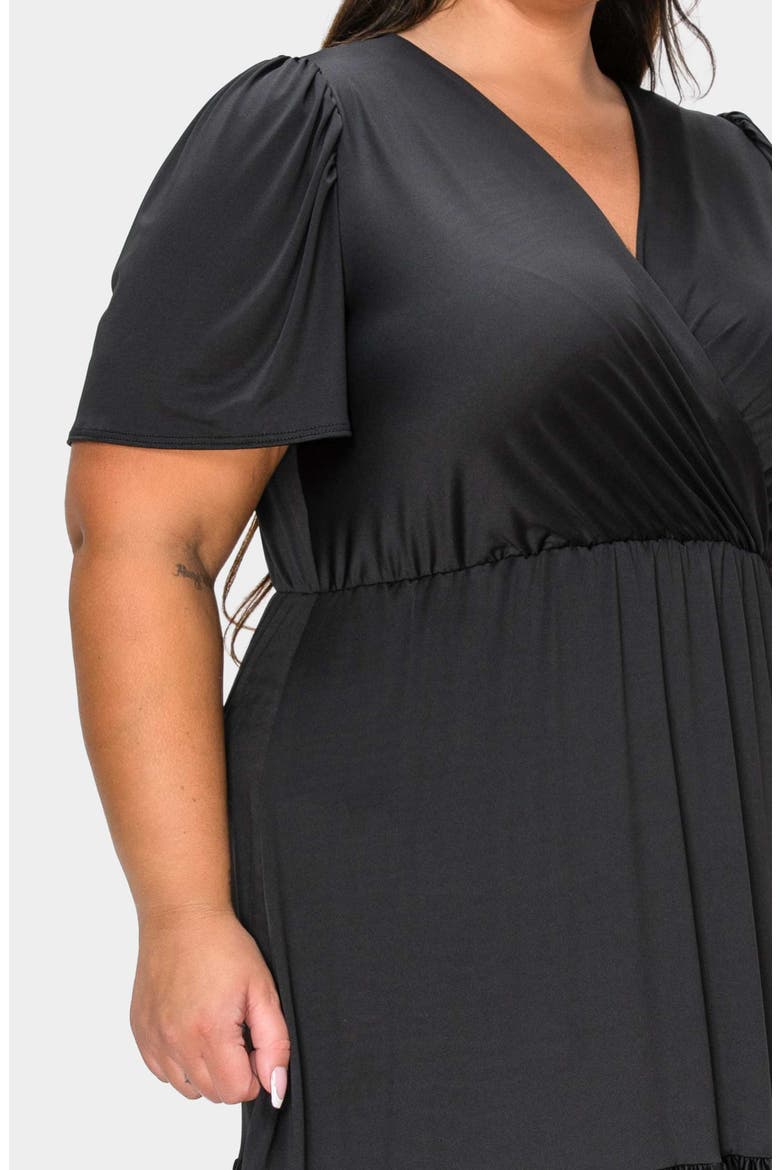 Violetta Tiered Surplice Dress, Alternate, color, BLACK