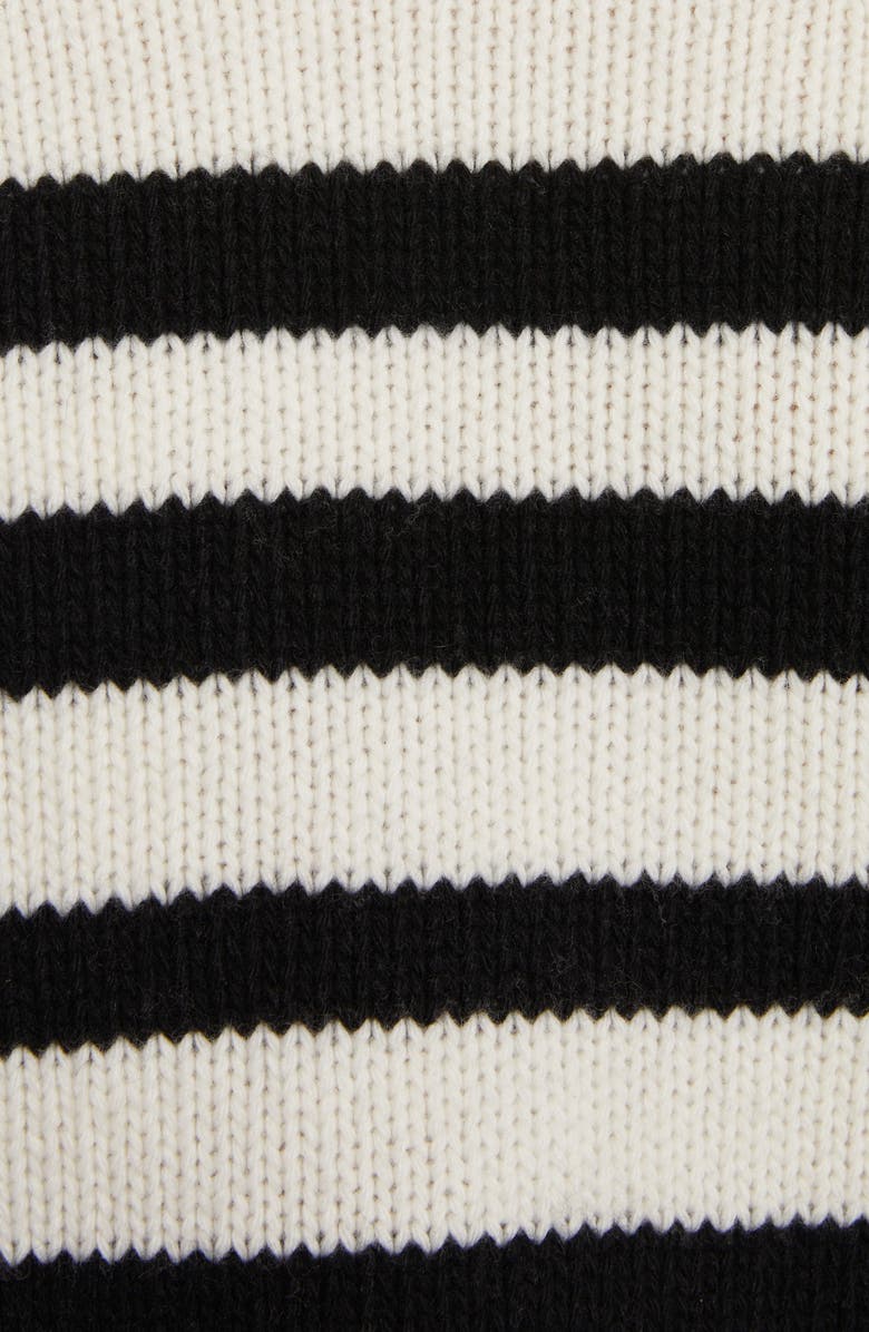 Moncler Stripe Logo Patch Wool Sweater, Alternate, color,