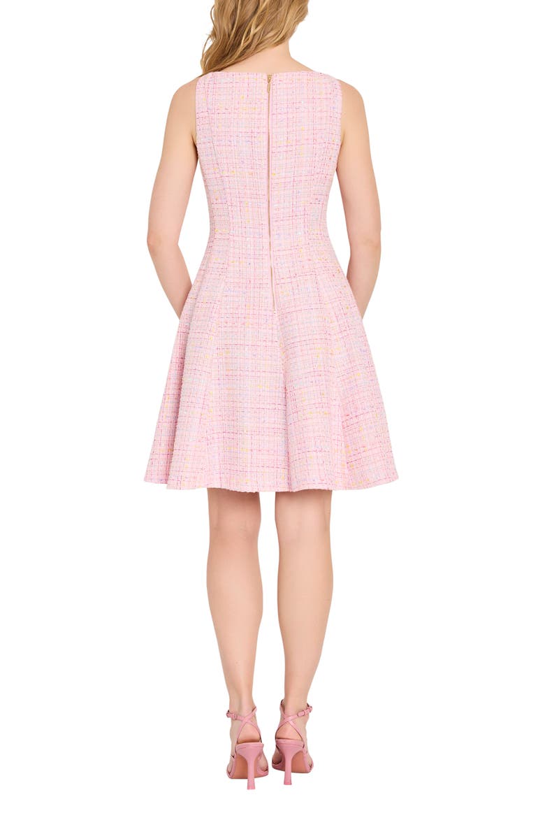 Sleeveless Tweed Fit & Flare Dress, Alternate, color, PINK MULTI