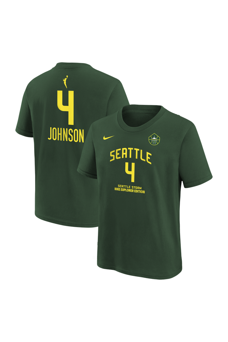 Youth Nike Flau'jae Johnson Green Seattle Storm Explorer Edition Name & Number T-Shirt, Main, color, Green
