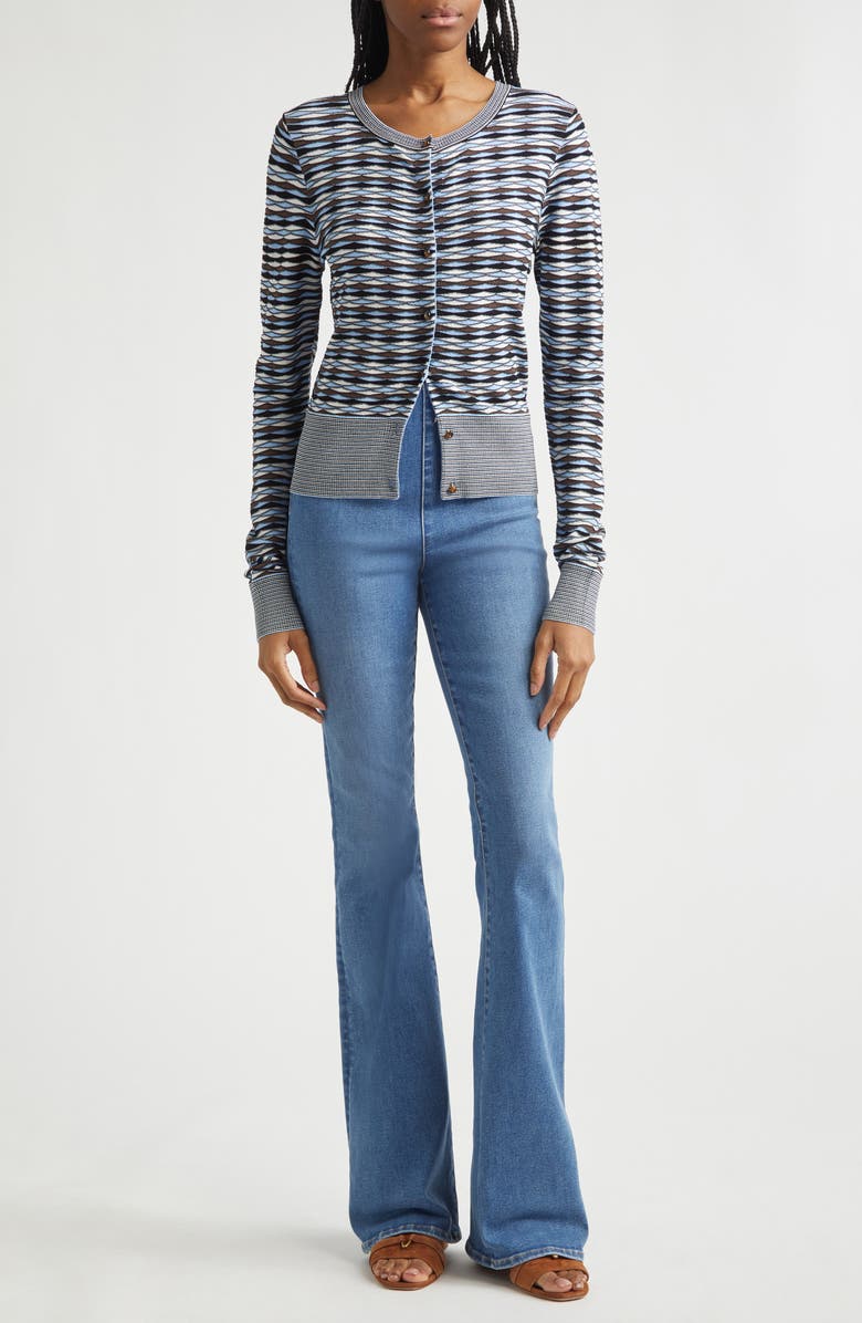 Veronica Beard Cambria Button Front Knit Cardigan, Alternate, color, Blue Jay Multi