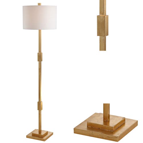 Jonathan Y 61.5in Windsor Gold Leaf Floor Lamp In Gold Leaf