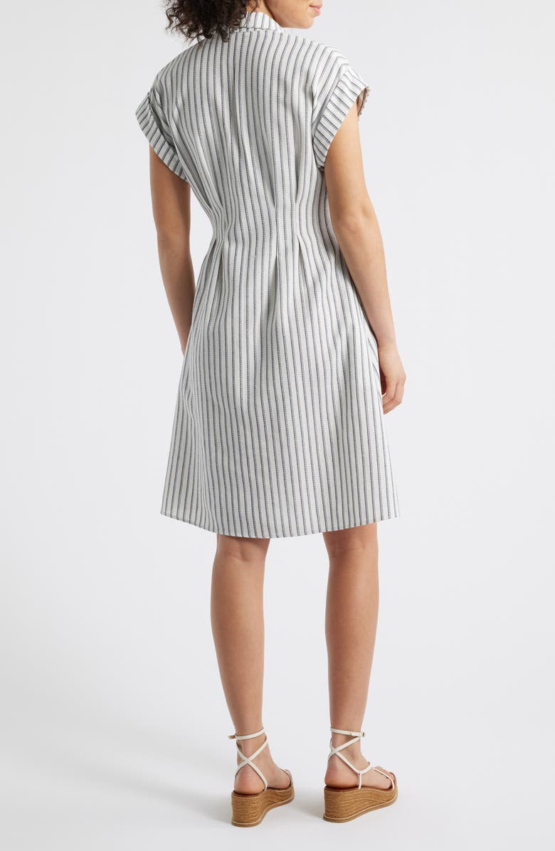 Julia Jordan Ticking Stripe Shirtdress, Alternate, color, Ivory Navy