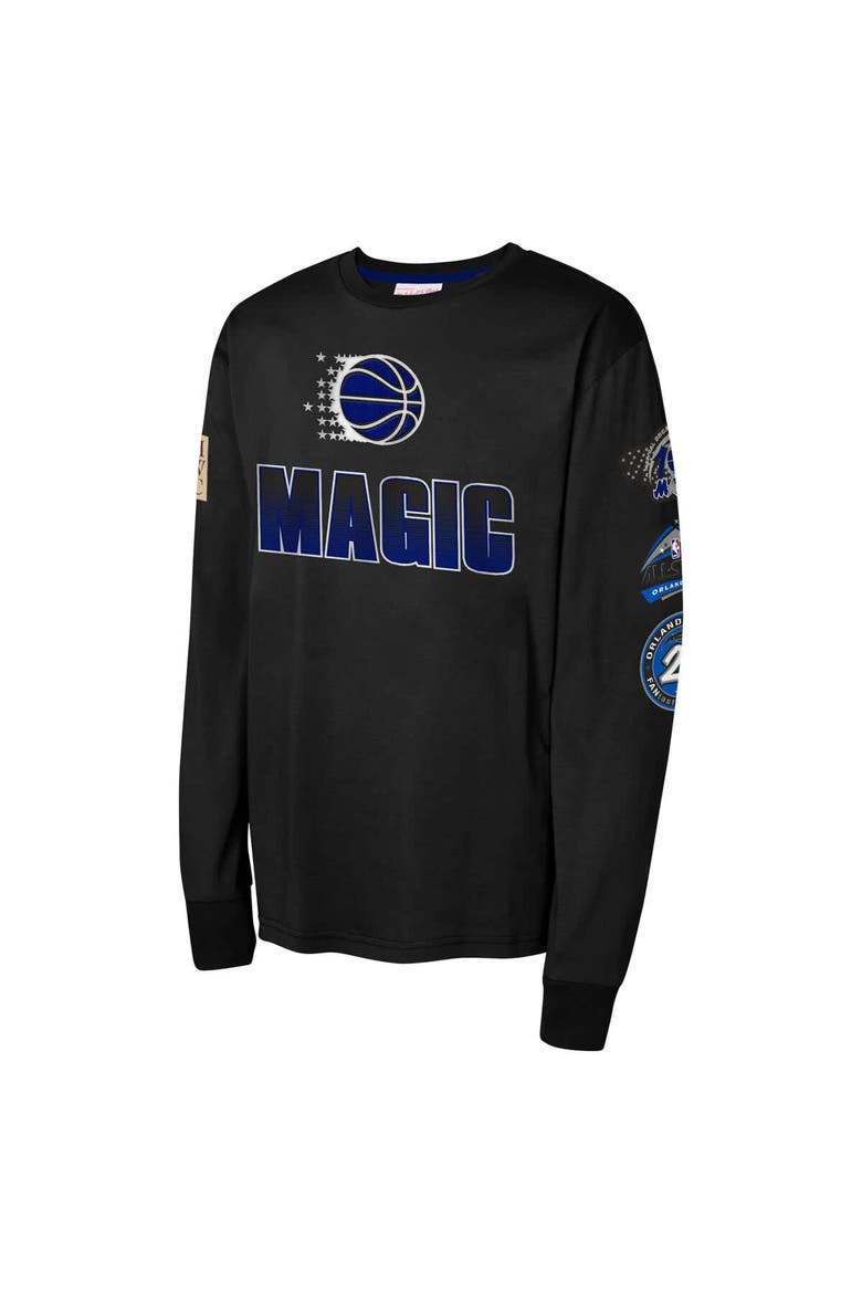 Youth Mitchell & Ness Black Orlando Magic  Hardwood Classics All Over Long Sleeve T-Shirt, Alternate, color, Black