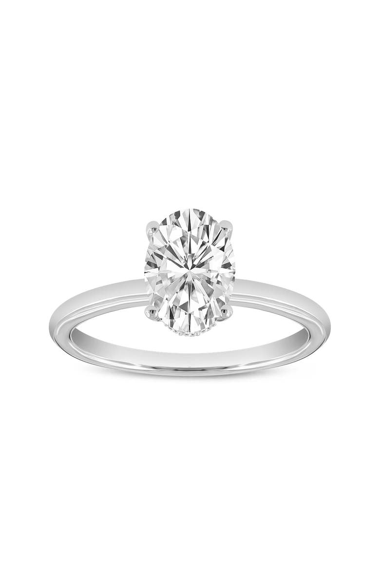 Anastasia 14K Gold Oval Cut Solitaire Hidden Halo Ring - 1.55 Ct, Main, color, 14K White Gold