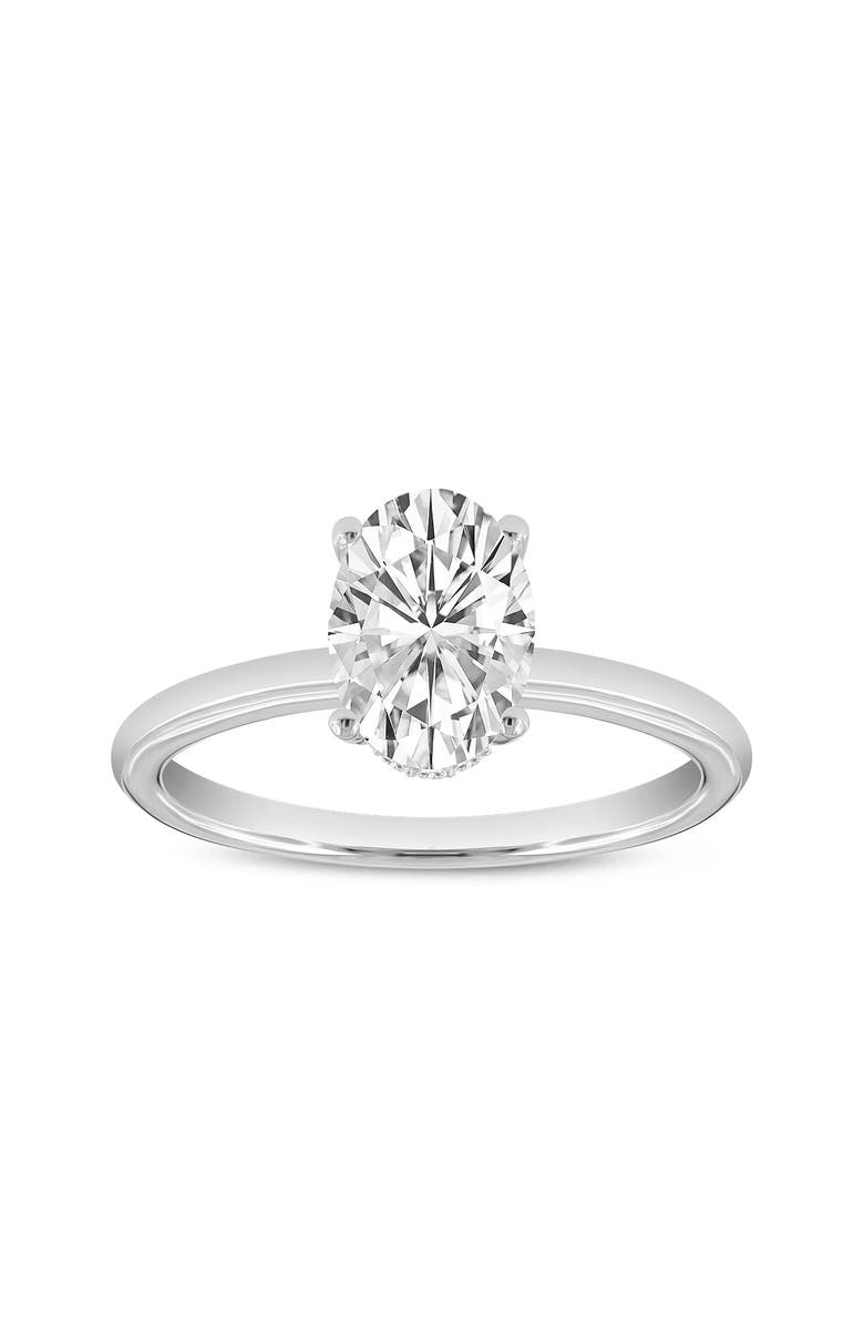 LuvMyJewelry Anastasia 14K Gold Oval Cut Solitaire Hidden Halo Ring - 1.55 Ct, Main, color, 14K White Gold