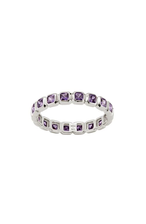 Made By Mary Cubic Zirconia Eternity Birthstone Ring In Purple