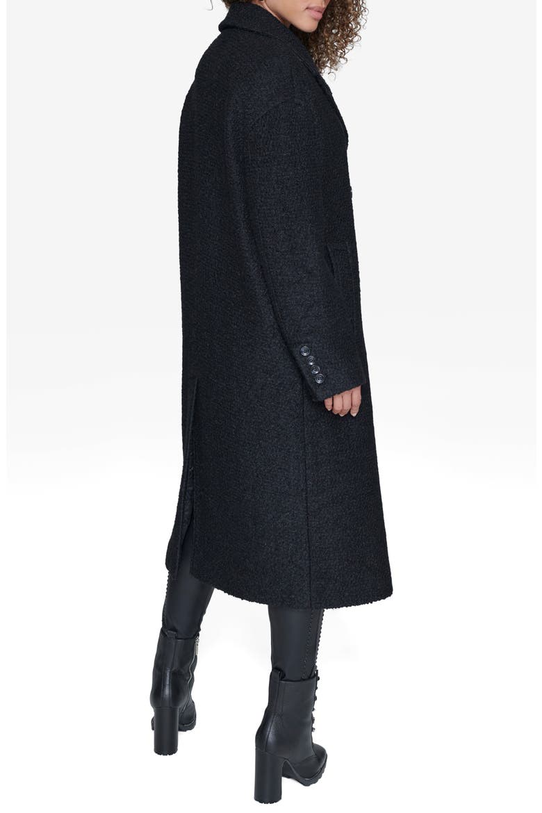 Textured Double Breasted Coat, Alternate, color, BLACK