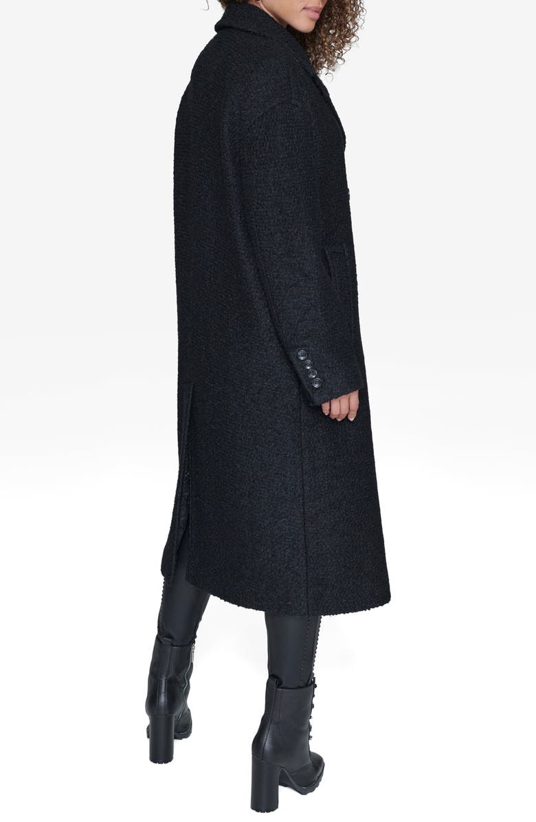 KARL LAGERFELD PARIS Textured Double Breasted Coat, Alternate, color, Black