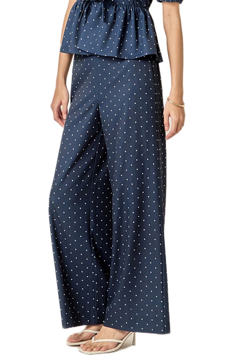 Polka Dot Wide Leg Pants, Alternate, color, NAVY