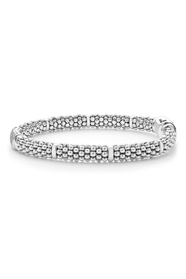 Signature Caviar Pavé Diamond Bracelet, Alternate, color, SILVER DIAMOND