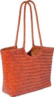 Faherty Leather Woven Tote