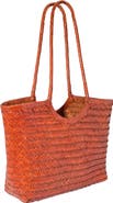 Faherty Leather Woven Tote