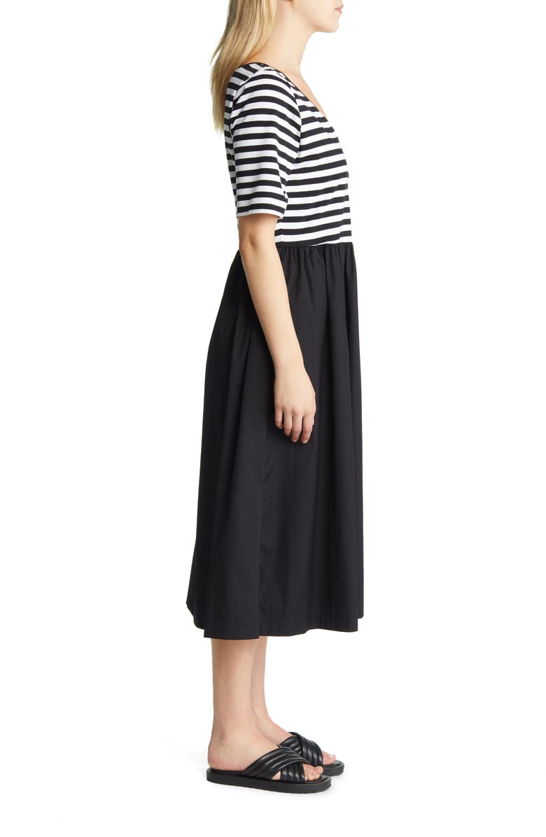 Nordstrom Mixed Media V-Neck Midi Dress, Alternate, color, 