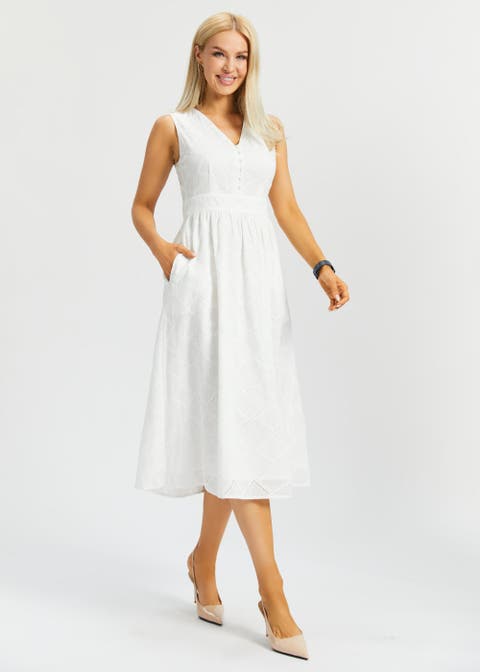Eyelet Fit and Flare Dress