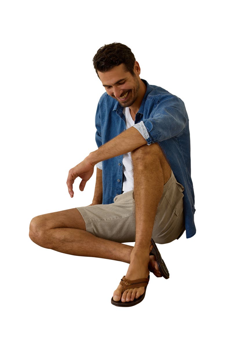 Tommy Bahama Linen in the Dream Stretch Cotton & Linen Flat Front Shorts, Alternate, color, Grey Thunder