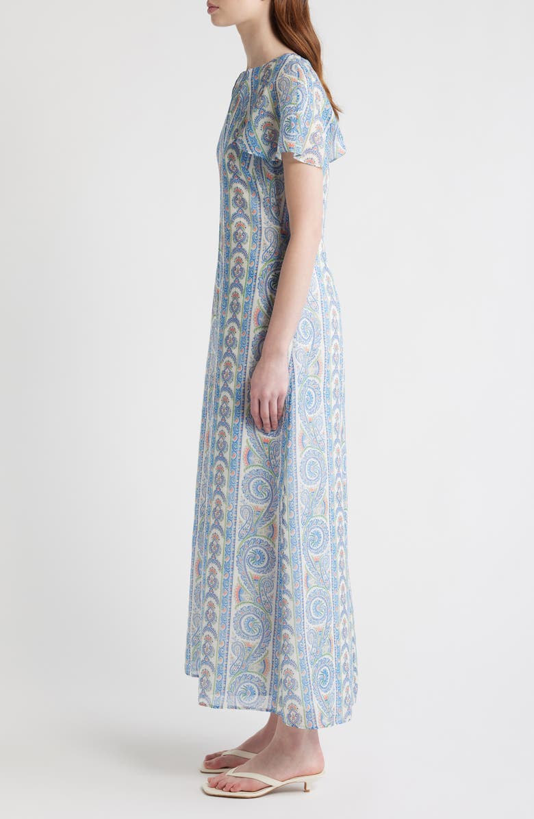 Hill House Home Davina Capelet Sleeve Cotton & Silk Maxi Dress, Alternate, color, Corsica Paisley Blue
