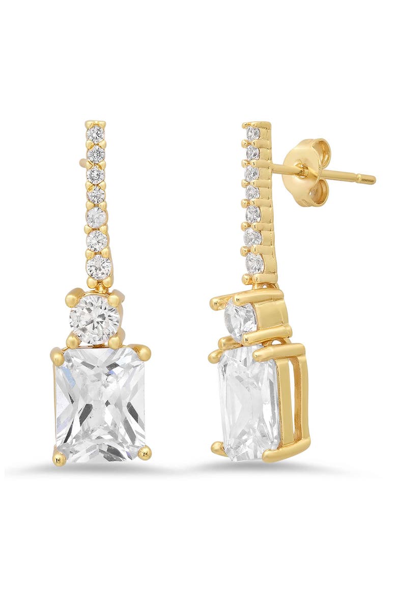 18k Gold Plated Cubic Zirconia Drop Earrings, Main, color, GOLD