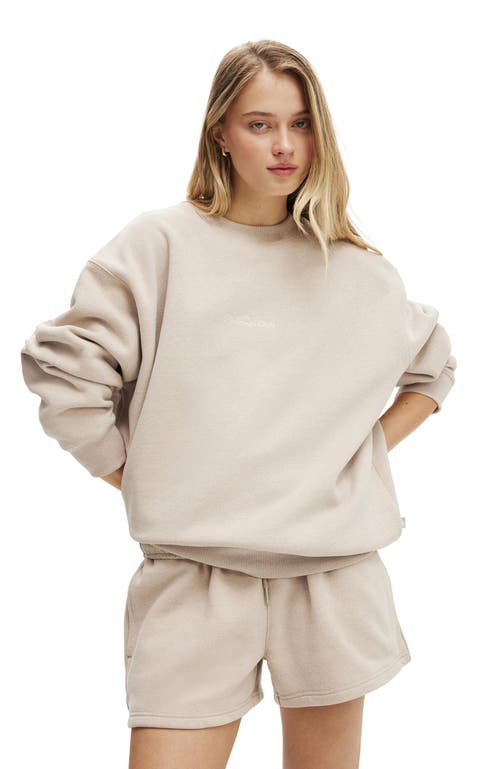 Cotton On Body Plush Graphic Crew Sweatshirt In Neutral
