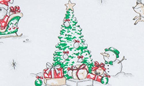 Little Me Holiday Scene Cotton Footie & Hat Set In White
