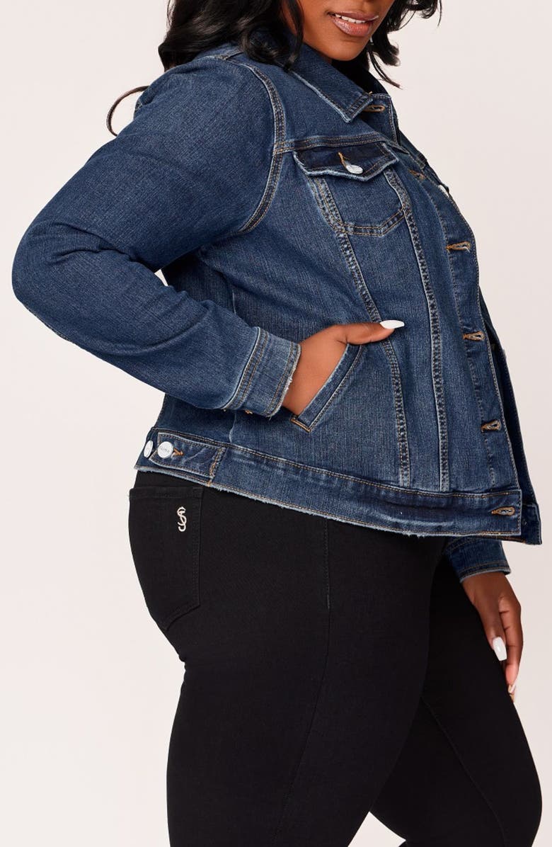 SLINK Jeans Stretch Denim Trucker Jacket, Alternate, color,