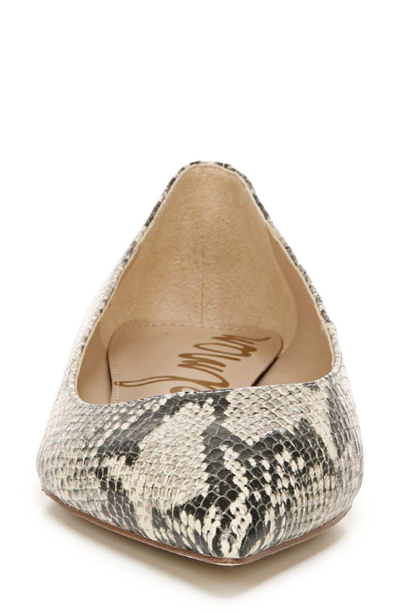 Stacey Pointed Toe Flat, Alternate, color, NUDE BLACK LEATHER