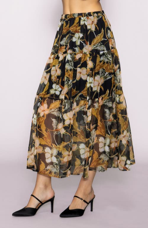 Melloday Floral Chiffon Tiered Maxi Skirt In Multi