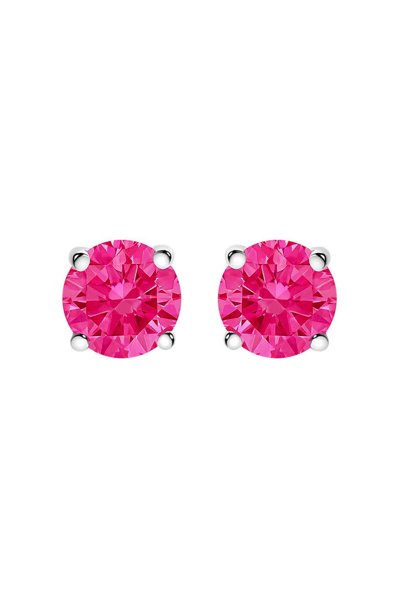 10K White Gold 1/2 Ct Lab Created Pink Diamond Solitaire Stud Earrings, Alternate, color, White