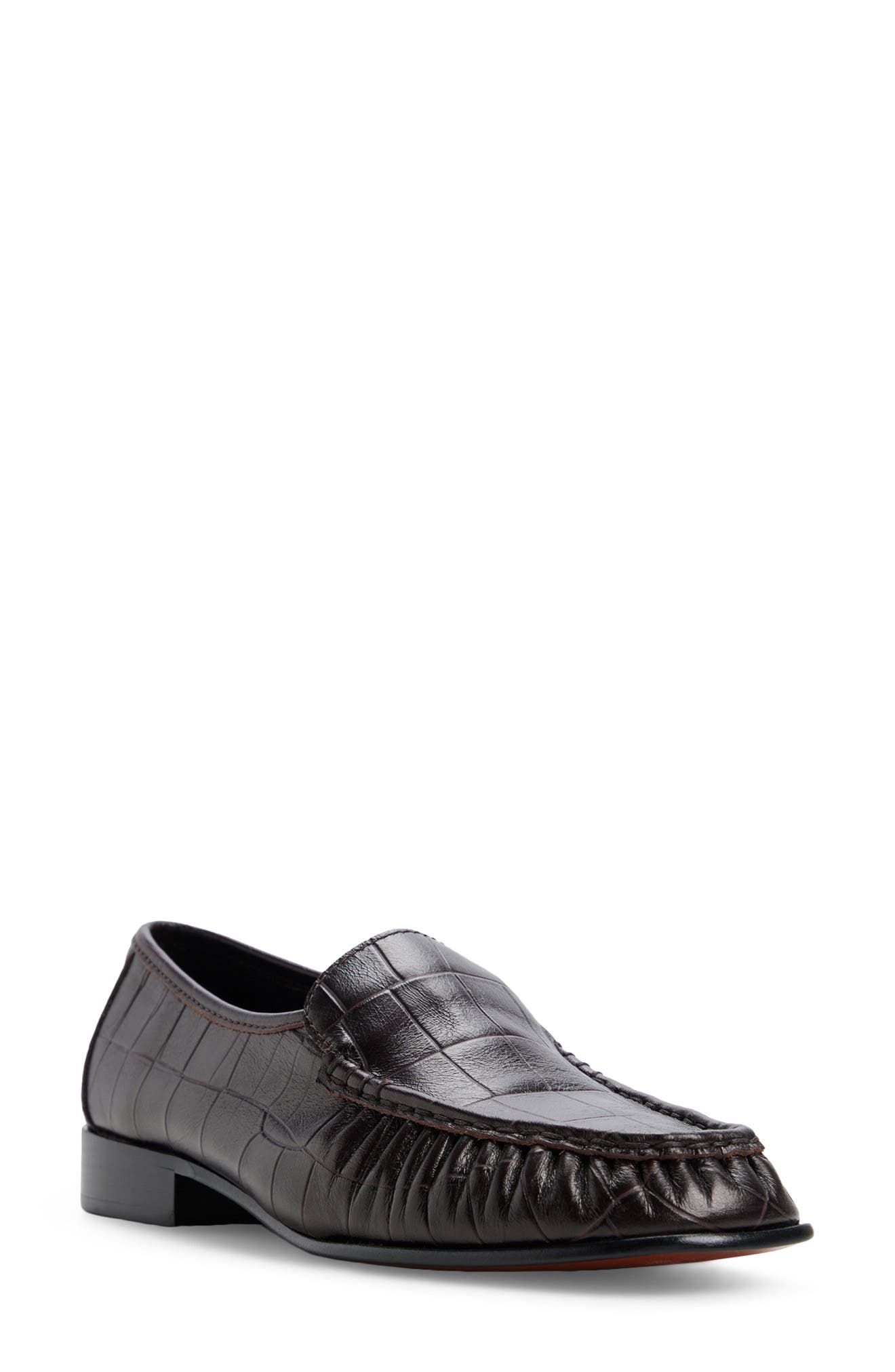 Bailey Croc Embossed Leather Loafer, Main, color, DARK BROWN