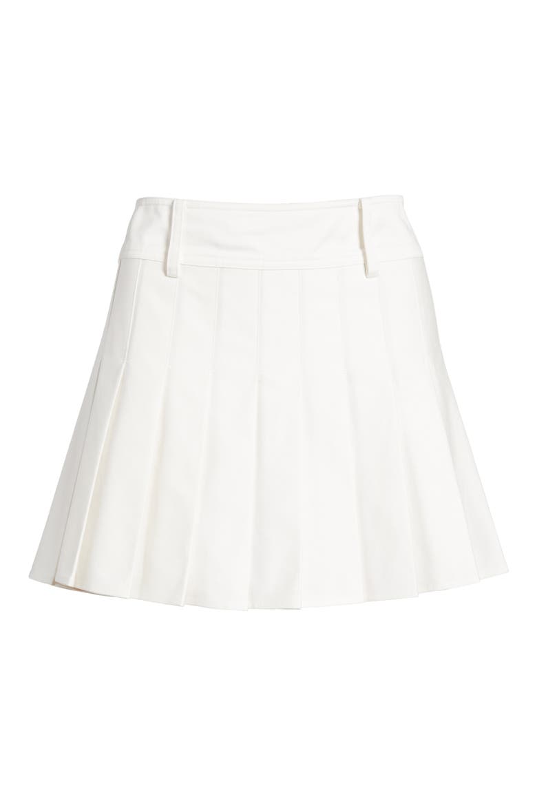 Sabine Pleated Cotton Twill Miniskirt, Alternate, color, SUMMER WHITE