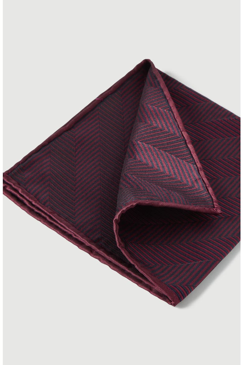 Silk chevron pocket square, Alternate, color, Burgundy