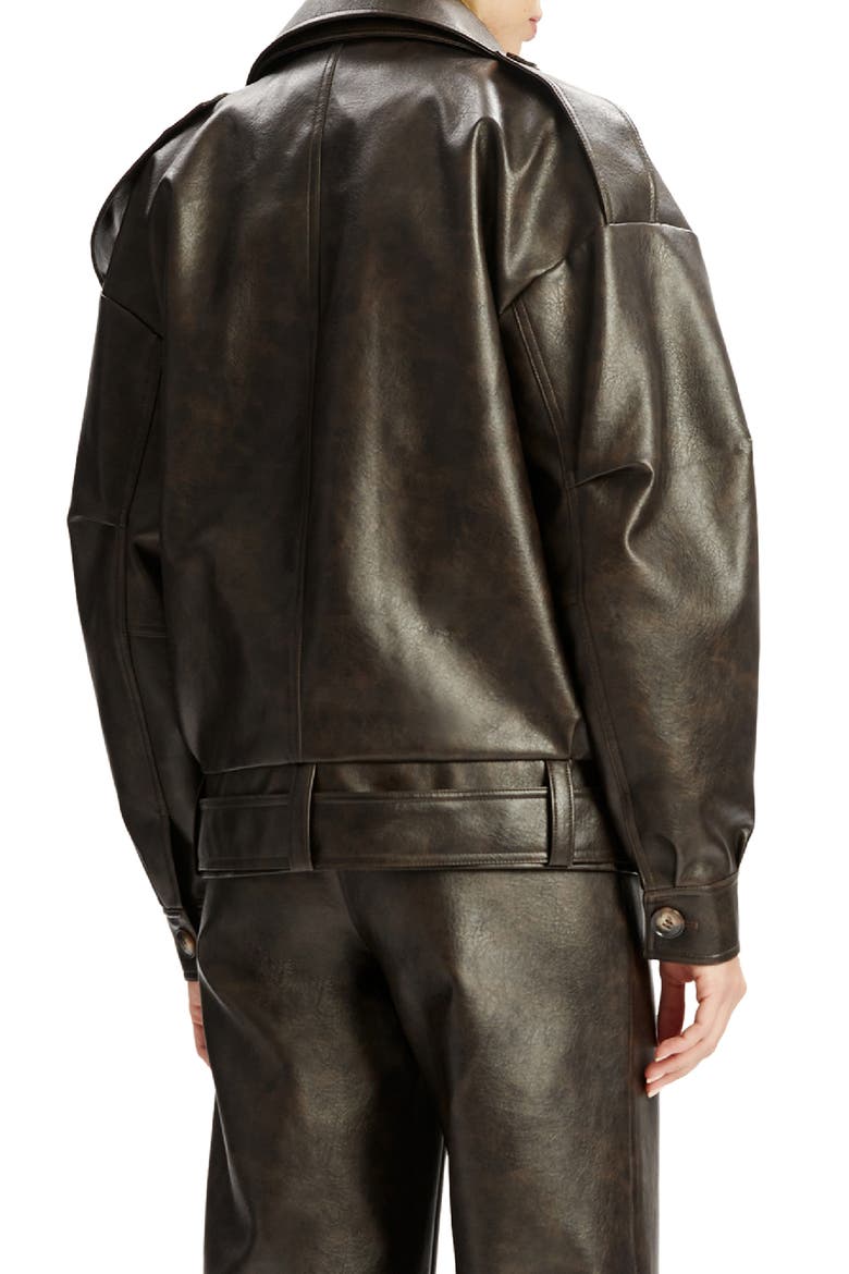 Kavi Oversize Faux Leather Moto Jacket, Alternate, color, DARK CHOCO