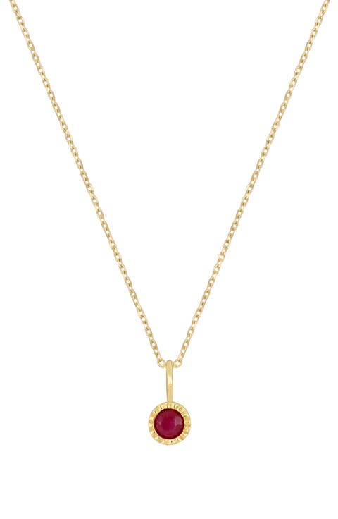 El Mar 18K Yellow Gold Round Ruby Pendant Necklace