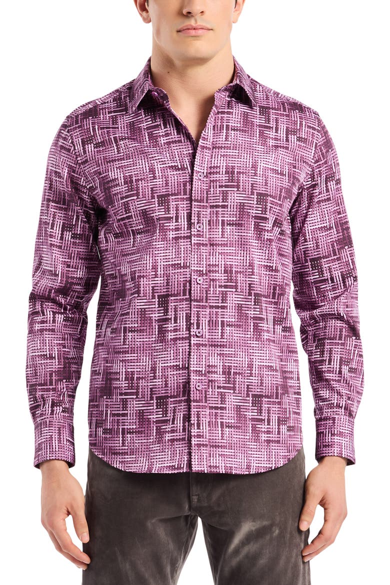 Berkley Long Sleeve Stretch Cotton Button-Up Shirt, Main, color, BERRY