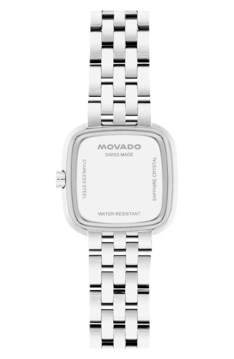 Movado Museum Classic Cushion Case Bracelet Watch, 20mm x 22mm, Alternate, color, Pink/ Silver