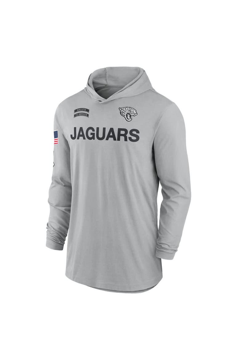 Men's Nike Gray Jacksonville Jaguars 2024 Salute to Service Lightweight Performance Long Sleeve Hooded T-Shirt, Alternate, color, Gray