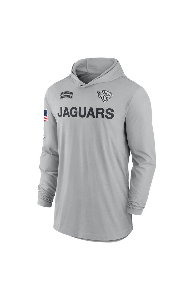 Nike Men's Nike Gray Jacksonville Jaguars 2024 Salute to Service Lightweight Performance Long Sleeve Hooded T-Shirt, Alternate, color,