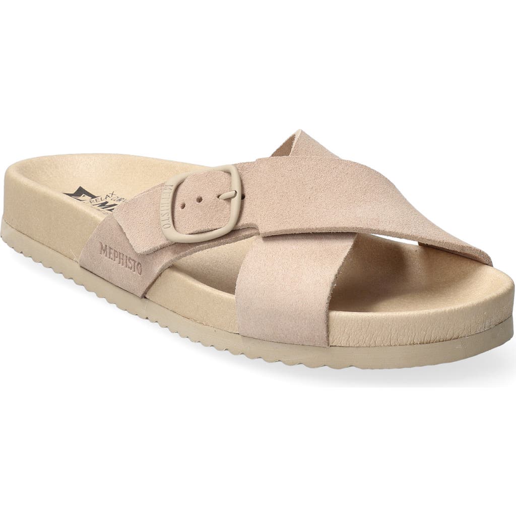 Mephisto Kennie Platform Slide Sandal In Light Sand