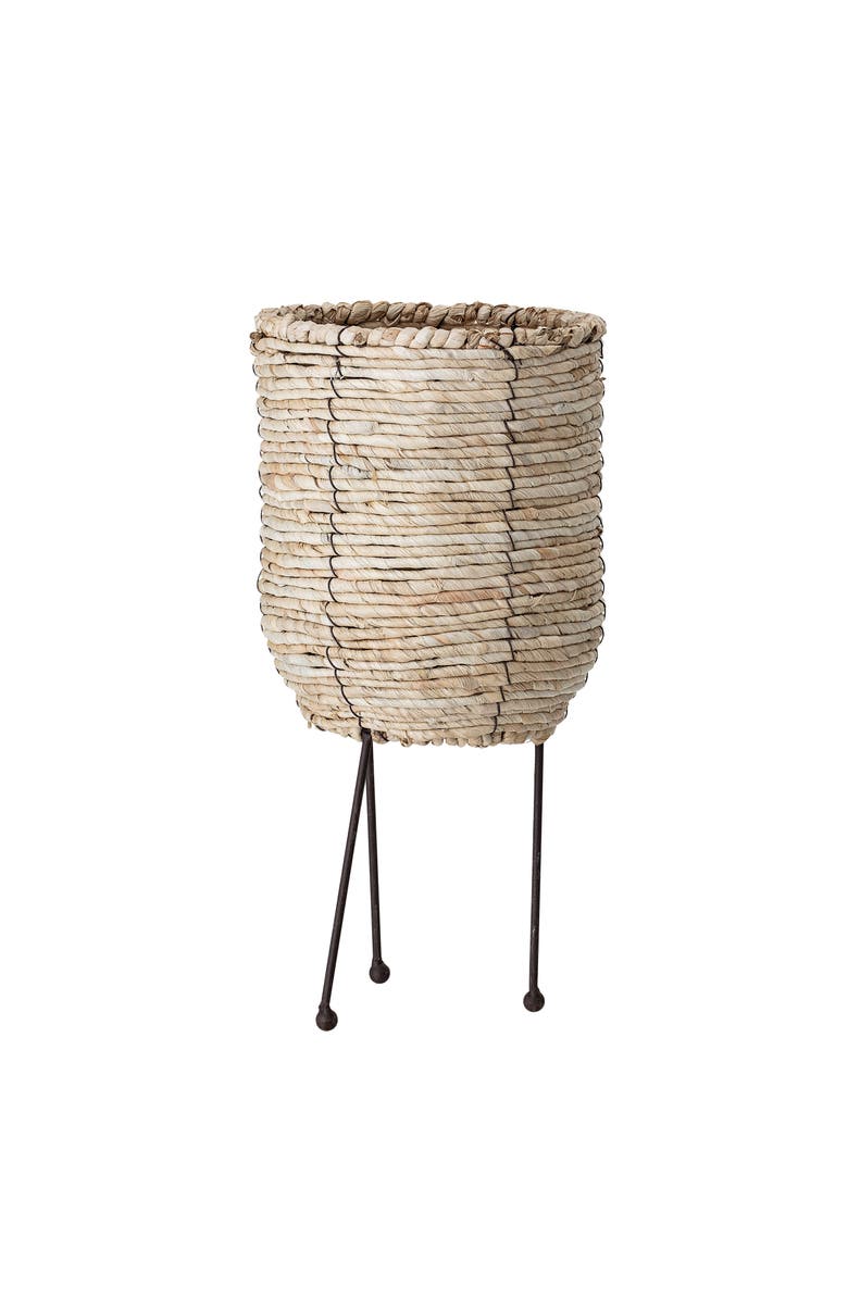 Storied Home Large Beige Corn Rope Basket with Metal Legs, Main, color, Natural