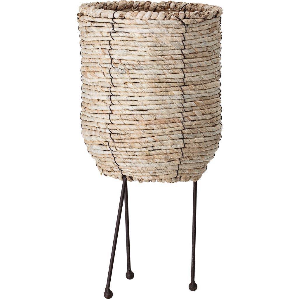 Storied Home Large Beige Corn Rope Basket With Metal Legs In Neutral