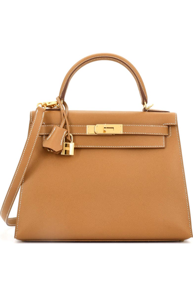 Pre-Owned Hermes Kelly Handbag Brown Epsom with Gold Hardware 28, Main, color,