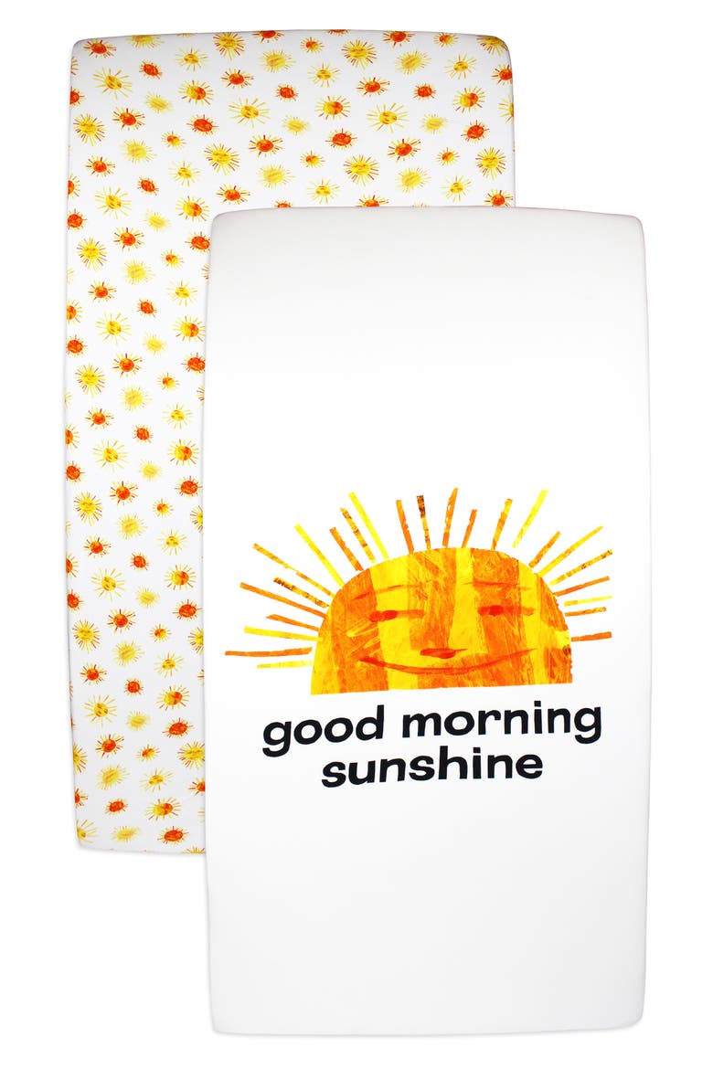 x 'The Very Hungry Caterpillar™' Assorted 2-Pack Fitted Organic Cotton Crib Sheets, Main, color, SUNNY DAY