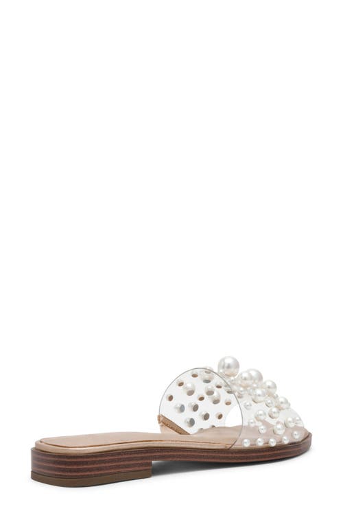 Anne Klein Eugenie Faux Pearl Slide Sandal In Clear Lucite