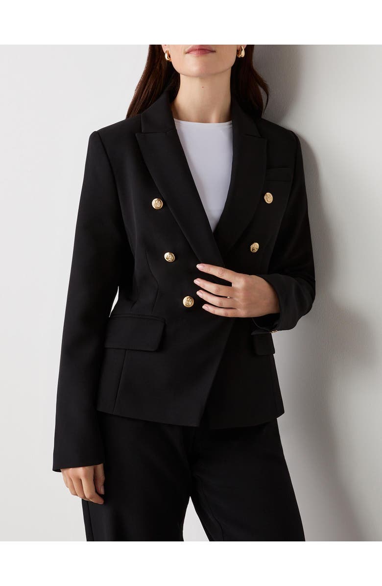 Finery London Lydia Long Sleeve Button Detail Blazer, Alternate, color, Black