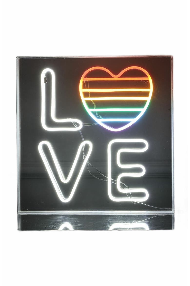 LOVE Square Contemporary Glam Acrylic Box USB Operated LED Neon Light, Main, color, White/Rainbow