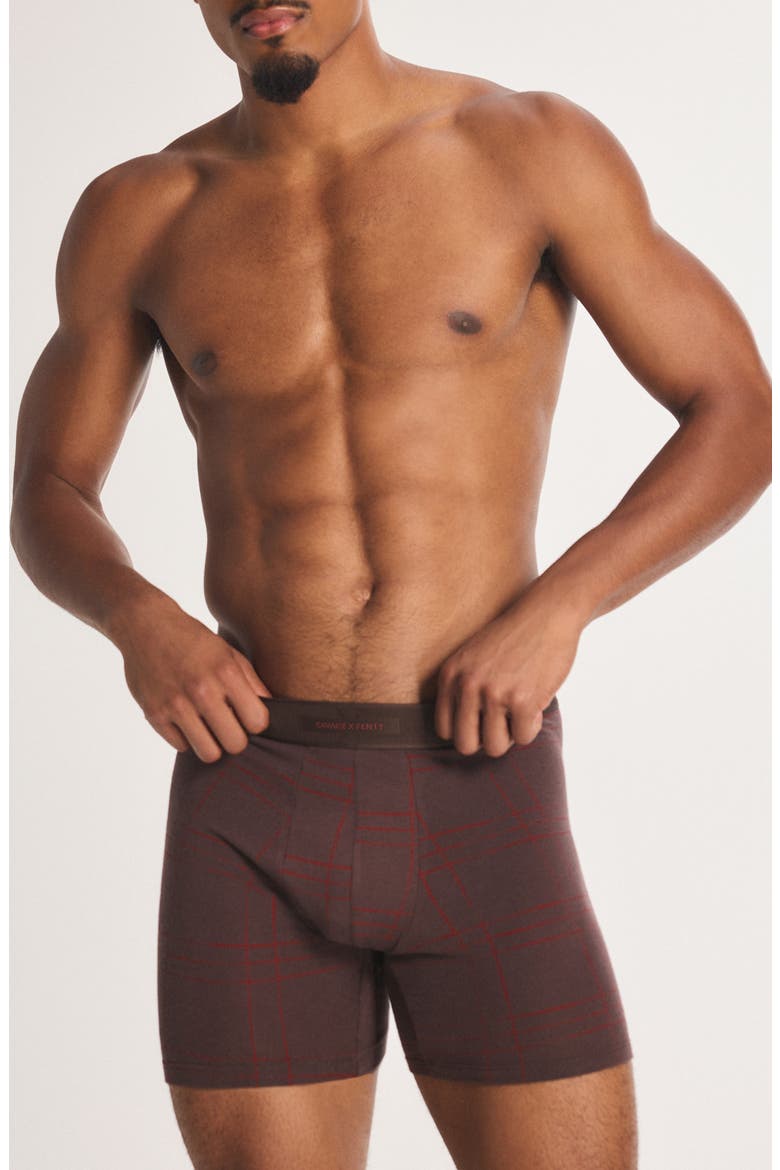 Savage X Cotton Blend Boxer Briefs, Main, color, RUSTIQUE PURPLE DRAWN PLAID