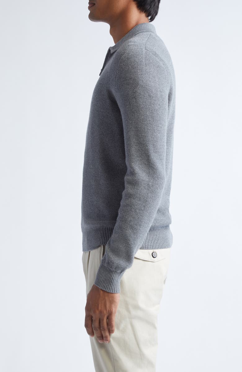Eleventy Virgin Wool Half Zip Polo Sweater, Alternate, color, 13 Light Gray Melang