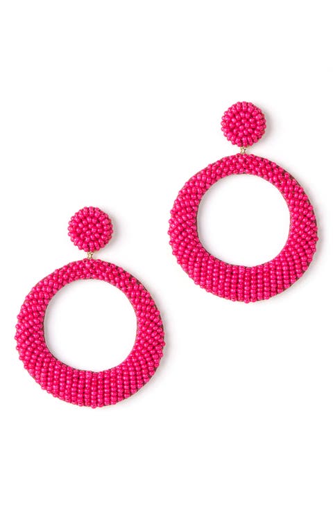 Asta Beaded Hoop Drop Earrings